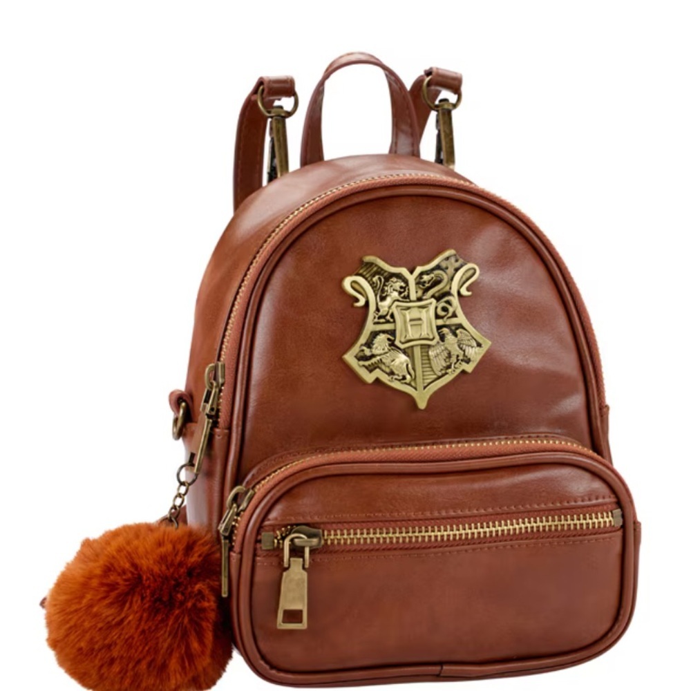 Harry Potter Universal Studios Mini Pom Backpack Hogwarts Brown NWT​